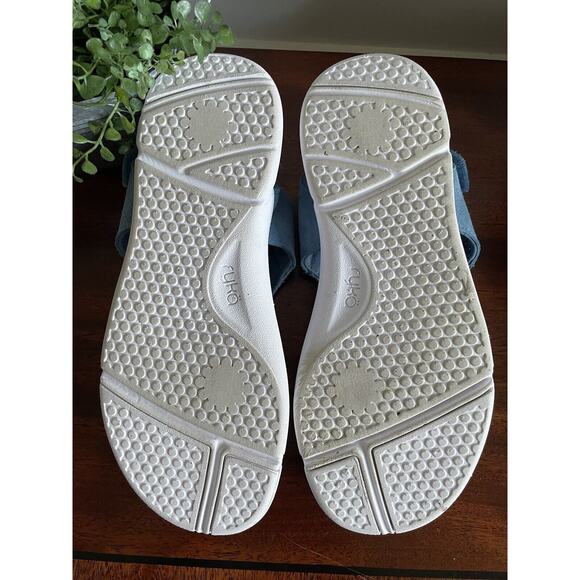 Ryka Margo Comfort T Strap Sandal Blue Suede Size 7 M - Picture 5 of 5